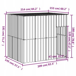 Tsingitud terasest koerakuut 214x153x181 helehall