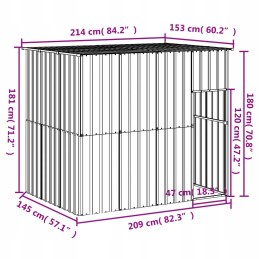 Suņu audzētava ar jumtu 214x153x181 antracīts