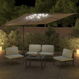 LED valgustusega rippuv vihmavari 400x300x268 cm, hallikaspruun