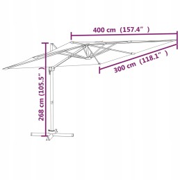 LED valgustusega rippuv vihmavari 400x300x268 cm, hallikaspruun