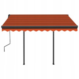 vidaXL Manual Retractable Awning with Poles 3x2 5 m Orange Brown