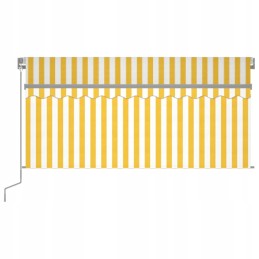 vidaXL manuāli izvelkama nojume ar aizkaru un LED 3 5x2 5 m dzeltenbalta
