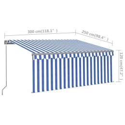 Manually retractable awning with shading curtain and LED, 3x2.5 m