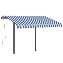 Rankomis susukamas tentas su stulpais, 3x2,5 m, mėlynos ir baltos spalvos