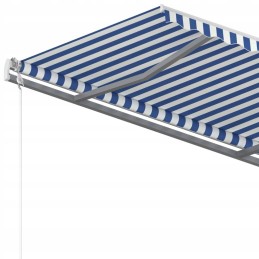 Rankomis susukamas tentas su stulpais, 3x2,5 m, mėlynos ir baltos spalvos