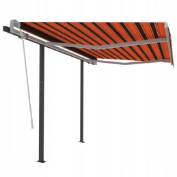 Manually retractable awning with posts, 3x2.5m, orange/brown
