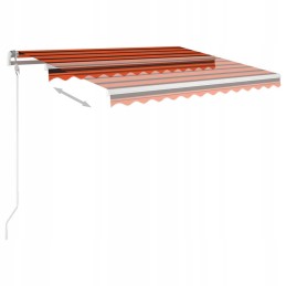 Manually retractable awning with posts, 3x2.5m, orange/brown