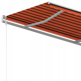 Manually retractable awning with posts, 3x2.5m, orange/brown