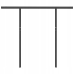 Manually retractable awning with posts, 3x2.5m, orange/brown