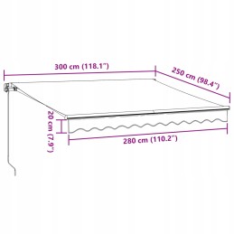 BALKONA TERASES MARĶĪTE Terase Izvelkama LED, brūna, 300x250 cm