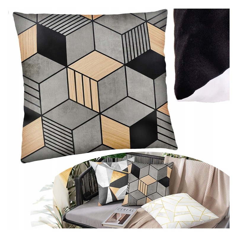 Pagalvės užvalkalas 45x45 sodo pagalvei, terasai, balkonui, minkšti, juodi lapai