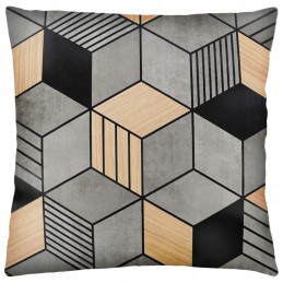 Pillowcase 45x45 for garden pillow, terrace, balcony, soft, leaves, black