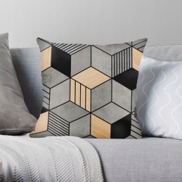 Pillowcase 45x45 for garden pillow, terrace, balcony, soft, leaves, black