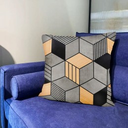 Pagalvės užvalkalas 45x45 sodo pagalvei, terasai, balkonui, minkšti, juodi lapai