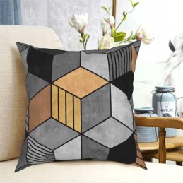 Pillowcase 45x45 for garden pillow, terrace, balcony, soft, leaves, black