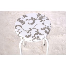 Apvalus pagalvės užvalkalas, 100% medvilnė, 32 cm, baltos gėlės