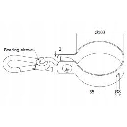 Kablio spaustukas skirtas 100mm sūpynėms su karabinu