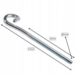siūbavimo kabliukas m12, medinės sijos tvirtinimas, rankena