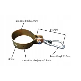 Kablio spaustukas hamako sūpynių tvirtinimui 50mm + kabliukas AGH sertifikatas