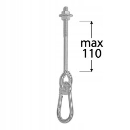 Sūpynių kablys su akiniais karabinu m12 mha110 cinkuotas domax