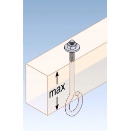 Sūpynių kablys su akiniais karabinu m12 mha110 cinkuotas domax