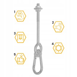 Sūpynių kablys su akiniais karabinu m12 mha110 cinkuotas domax