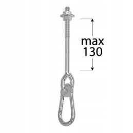 Sūpynių kablys su akiniais karabinu m12 mha130 cinkuotas domax