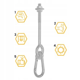 Sūpynių kablys su akiniais karabinu m12 mha130 cinkuotas domax