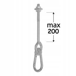 Sūpynių kablys su akiniais karabinu m12 mha200 cinkuotas domax