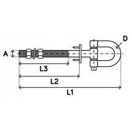 Sūpynių kablys su m10 apkabomis + tvirtinimo kaiščiai