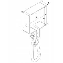 Kabliukas kvadratinis sūpynės spaustukas 100 karabinas