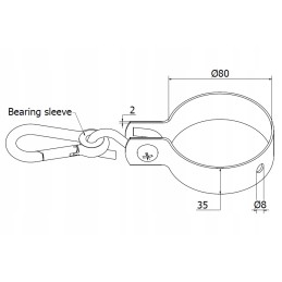 Kabliuko spaustukas skirtas 80mm sūpynėms su karabinu