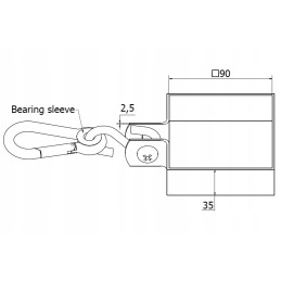 Sūpynių kablys, sijos apkaba, karabinas 90x90