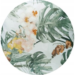 Dėmėms atsparus apvalus pagalvėlės taburetės užvalkalas 32cm monstera žalia