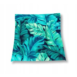 Kėdės pagalvėlė be kaklaraiščių, 38x38, turkio spalvos lapeliai tamsiai mėlyname fone