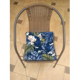 Kėdės pagalvėlė juodai mėlyna 38x38 palmių lapai tamsiai mėlyname fone