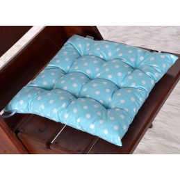 Dygsniuota kėdės sėdynės pagalvėlė be kaklaraiščių, 35x35, turkio spalvos žirneliai