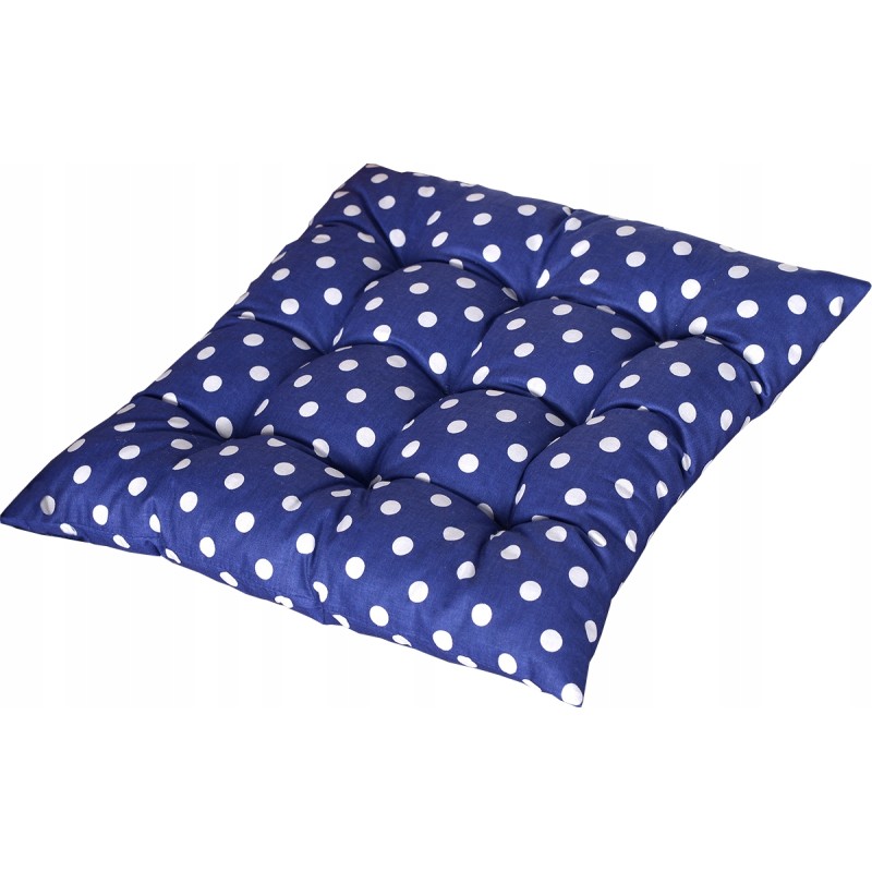Dygsniuota pagalvėlė, kėdės sėdynė be kaklaraiščių, 35x35, tamsiai mėlyni žirniai