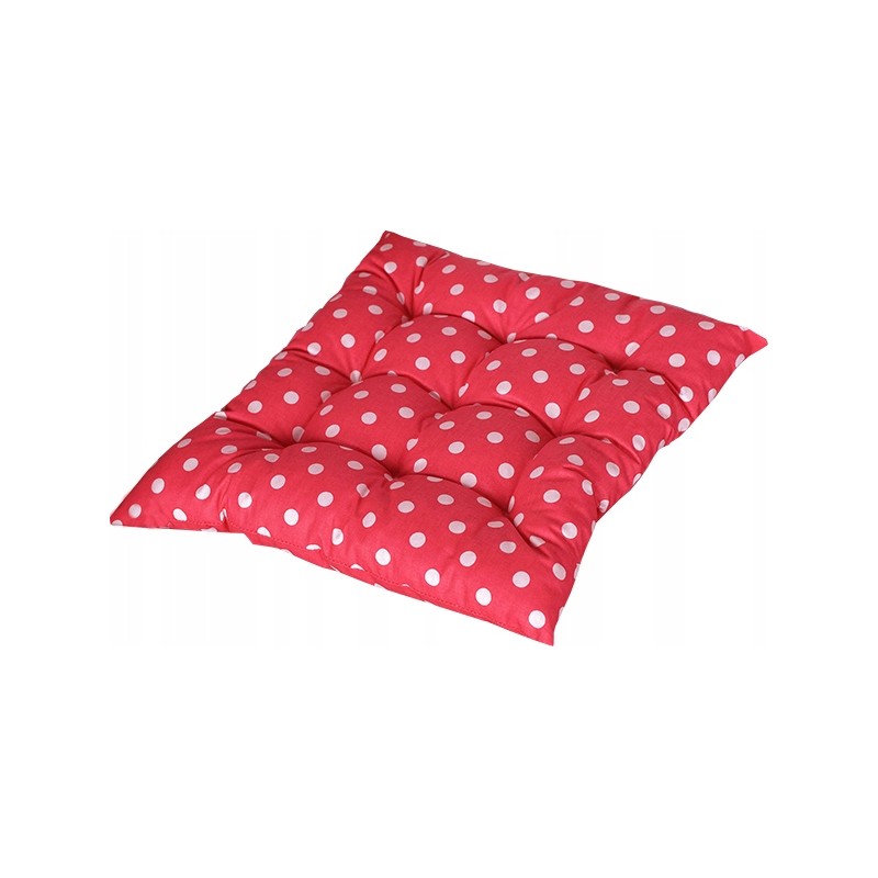 Dygsniuota pagalvėlė, kėdės sėdynė be kaklaraiščių, 35x35 raudoni žirneliai