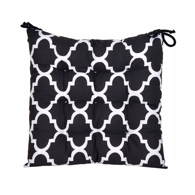 Dygsniuota pagalvėlė, kėdės sėdynė be kaklaraiščių, 35x35 marokas, juoda