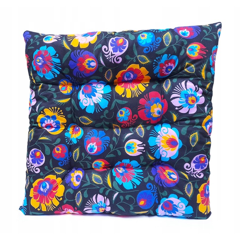 Dygsniuota kėdės pagalvė, be kaklaraiščių, 35x35, juoda