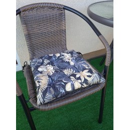 Dygsniuota kėdės pagalvėlė, be kaklaraiščių, 35x35 monstera žalia ir pilka