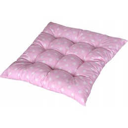 Dygsniuota pagalvėlė, kėdės sėdynė be kaklaraiščių, 35x35, žirnelių rožinė