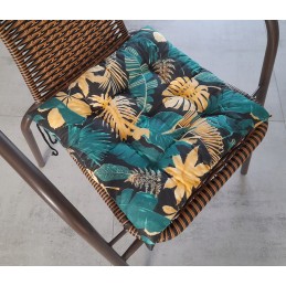 Dygsniuota kėdės pagalvėlė, be kaklaraiščių, 35x35, smaragdo lapai