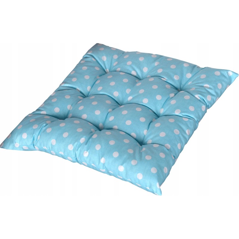 Dygsniuota kėdės sėdynės pagalvėlė be kaklaraiščių, 35x35, turkio spalvos žirneliai