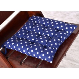 Dygsniuota pagalvėlė, kėdės sėdynė be kaklaraiščių, 35x35, tamsiai mėlyni žirniai