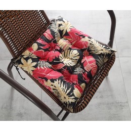 Dygsniuota kėdės pagalvė, be kaklaraiščių, 35x35, maišyti raudoni lapai