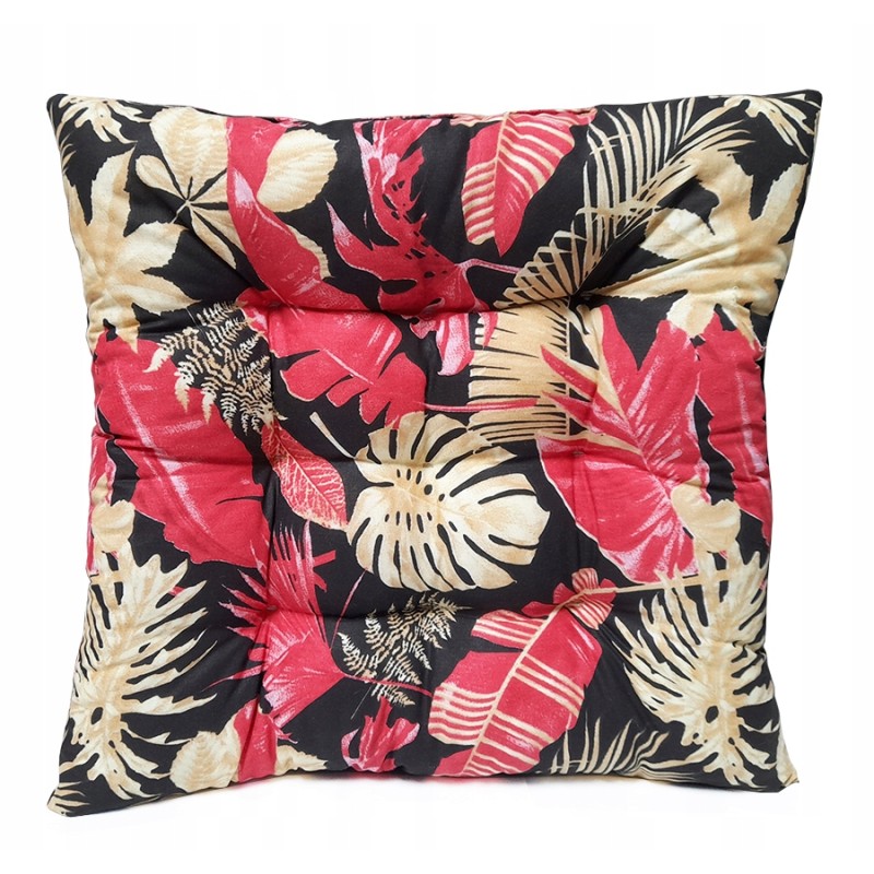 Dygsniuota kėdės pagalvė, be kaklaraiščių, 35x35, maišyti raudoni lapai