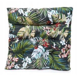 Dygsniuota kėdės pagalvėlė, be kaklaraiščių, 35x35 tropinė žalia