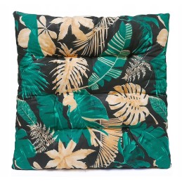 Dygsniuota kėdės pagalvėlė, be kaklaraiščių, 35x35, smaragdo lapai